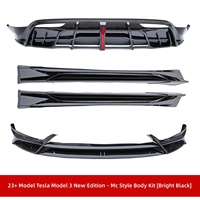 Kit de Carrocería Estilo MC para Tesla Model 3 Highland 2023 2024, Parachoques Delantero de Polipropileno, Faldones Laterales, Difusor Trasero, Negro Brillante, Accesorios Exteriores