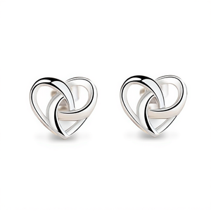 Orecchini a Perno a Forma di Cuore in Argento 925, Design Minimalista in Oro Bianco, Gioielli Unisex per Uso Quotidiano - Product Image 1