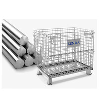 Cage de stockage en treillis métallique soudé en acier de fer galvanisé à chaud de haute qualité Palette empilable Cage logistique d'entreposage plié