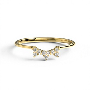 Luxury 18K Gold Plated Curved Ring Round Diamond Cluster Ring Stackable Promise Ring Band Anniversary Fine Jewelry For Women - Product Image 1