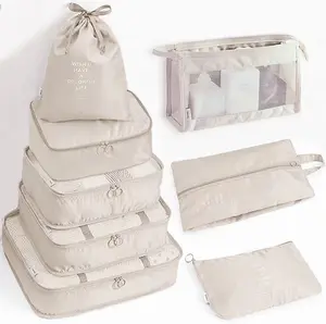 Bolsa ziplock para bagagem, conjunto de 8 peças de organizador de viagem para malas de mão, bagagem ziplock