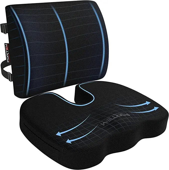 Seat Cushion and Lumbar Support Pillow for Office Chair Memory Foam Car Seat Cushion with Washable Cover Back Support Pillow