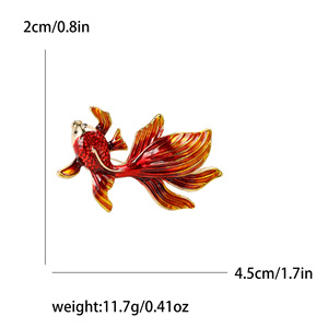 Broche Minimalista de Pez Dorado Esmaltado Estilo Chino Nuevo, Pin de Lujo Exclusivo con Diseño Animal, Accesorio de Ropa para Uso Diario - Product Image 4