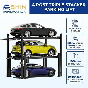 Elevador de Estacionamiento de Acero de Triple Plataforma y 8 Columnas Shin Innovation de 5400 kg, Apilador Vertical Hidráulico Motorizado para 3 Autos - Product Image 2