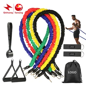 10lbs To 40lbs Workout Bands With Handles Nylon Elastic Band Latex 11pcs Fitness Rope Tube Resistance Band Set