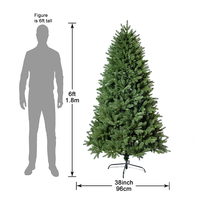 Sapin de Noël de 6 pieds en PE, nouveau matériau, 1100 aiguilles, articulé, diamètre inférieur de 35 pouces, avec base métallique