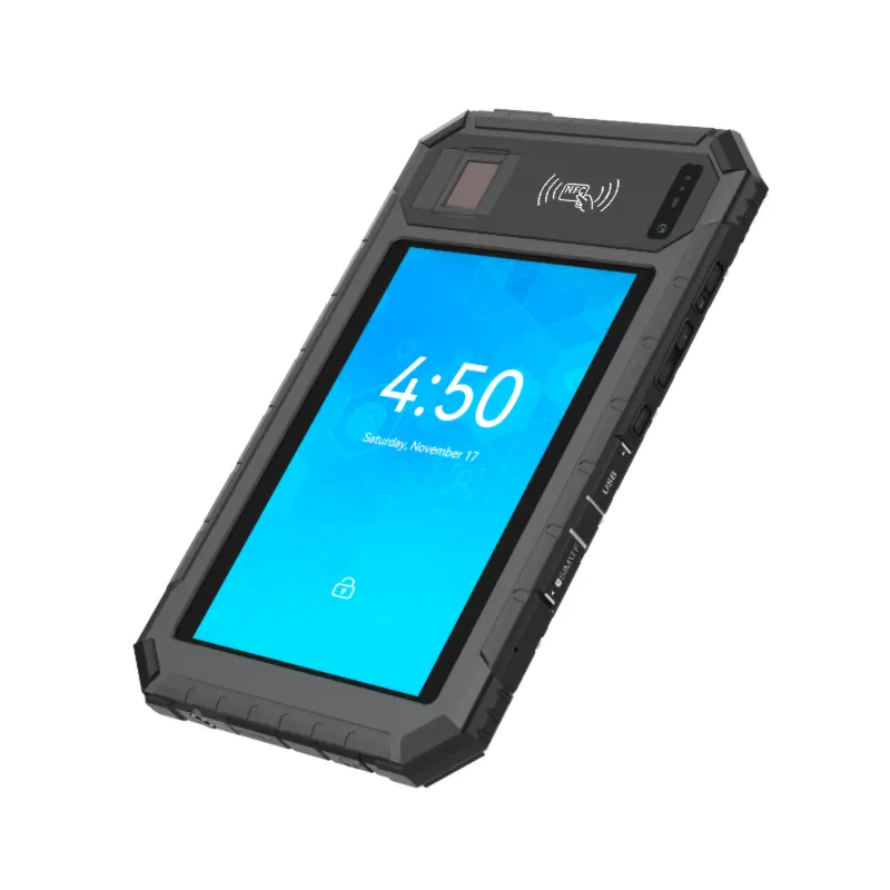 HUGEROCK B81 견고한 안드로이드 태블릿 생체 인식 장치 금융 액세스 마르카 패널 리더 바 여권 온라인 모바일 카메라 짧은