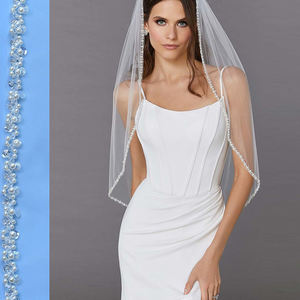 Женская высокопрочная свадебная вуаль, вышитая бисером, свадебная вуаль - Product Image 1
