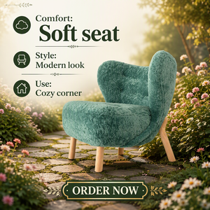 Poltrona Singola Little <span class=keywords><strong>Petra</strong></span> in Stile Moderno Minimalista Mid-Century, Tessuto in Lana, Gambe in Legno di Faggio, Colore Crema, Arredamento per Soggiorno - Product Image 2