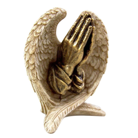 Ailes d'ange faites à la main avec des mains en prière Statue de figurine en résine moulée