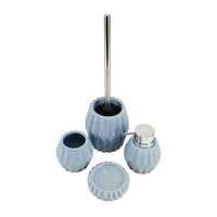 BX – ensemble d'accessoires de salle de bain en céramique, bleu hôtel de luxe, avec porte-brosse de toilette, vaisselle, distributeur de savon, gobelet, 4 pièces