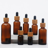Flacon compte gouttes en bambou pour huiles essentielles, 6mm, 18mm, 20mm, pour les produits de beauté, bouteille en verre avec capuchon en bambou