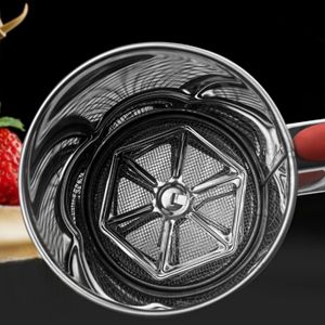 小麦粉シフターシリコーンハンドル付きステンレススチール半自動ハンドプレスケーキスプリンクリングパウダーふるいベーキングツール用 - Product Image 5