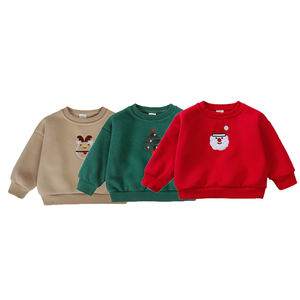 2026 圣诞婴儿卫衣 圆领毛衣 套头衫 棉质抓绒 冬季幼儿男孩女孩衣服 男女通用儿童卫衣 - Product Image 6