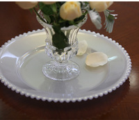 Assiettes de présentation XiangJin personnalisables en plastique PS écologique, blanc nacré, durables pour mariages, hôtels, restaurants