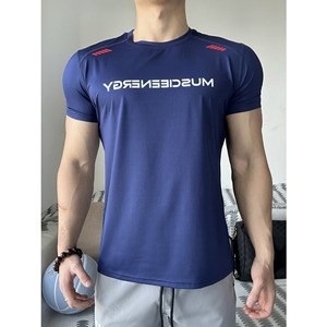 Fitness Wear Quick Dry Gym Clothes for Men Sportswear Men Workout Shirt Gym <b>Tshirt</b> <b>Polyester</b> Elastic Sports T-shirts - Product Image 3