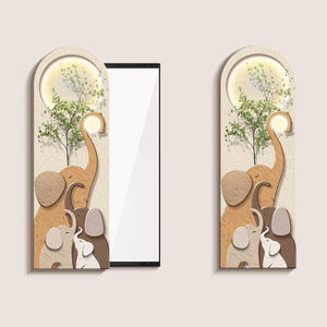 Kem Phong Cách Ẩn Mặc Quần Áo Gương Trang Trí Kết Cấu Hoa Đẩy-Kéo Wallart Lối Vào LED Gương Pha Lê Sứ Sơn - Product Image 3