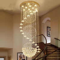 Lustres suspendus au plafond en cristal de luxe, sur mesure, pour hôtel, grands, longs, à hauteur réglable, avec éclairage LED