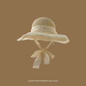 Chapeau de paille de pêcheur décontracté pour l'été, style plage, avec fleur et nœud, pliable, protection solaire pour les voyages - Product Image 3