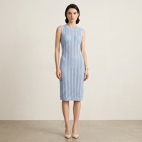Robe midi élégante en maille torsadée texturée sans manches pour femme, en viscose et nylon, pour l'été