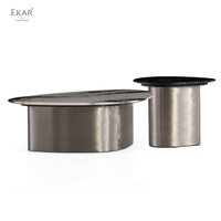 Ensemble de table basse rectangulaire ALTO durable en marbre et acier inoxydable |   Table basse moderne minimaliste pour salon |   EKAR FURNITURE