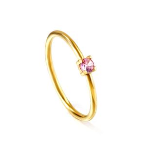 Bague de fiançailles en acier inoxydable plaqué or 18 carats avec zircon cubique brillant de différentes couleurs, vente en gros, luxe - Product Image 5