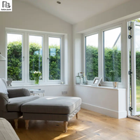 Fenêtre à battant en PVC résistant aux ouragans - Fenêtre double vitrage en vinyle imitation bois pour villa - PVC blanc à haute efficacité énergétique