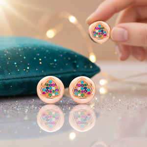 Triángulo diseño Arco Iris circón Stud pendientes Turksih venta al por mayor hecho a mano 925 joyería de plata esterlina - Product Image 3