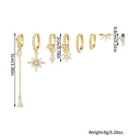 Vente en gros de boucles d'oreilles élégantes en laiton plaqué or, écologiques, avec pendentif fleur en zircone, bijoux de mode pour femmes