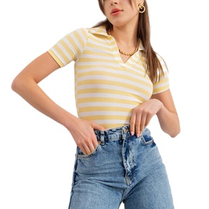 Camiseta Polo Lisa de Alta Calidad para Mujer al por Mayor, Color Personalizado, Nuevo Estilo Informal, Camiseta Polo a Rayas para Mujer - Product Image 3