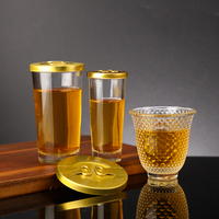 Verre à shot en verre transparent avec couvercle en métal doré, plusieurs styles, petit verre à boire pour bar, fête, maison, vin, whisky, service de boissons