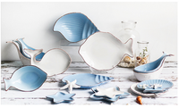 Assiette de luxe personnalisée de Style océan, cuisine de la maison, d'occasion, belle forme de début, assiette à dîner en céramique
