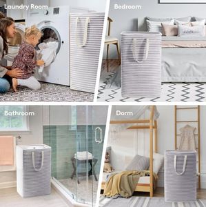 Panier à linge pliable en gros à rayures, idéal pour le rangement des jouets et des vêtements sales - Product Image 5