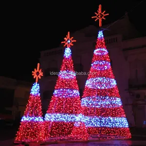 Tiang Bendera Musim Dingin, Lampu Pohon Natal Luar Ruangan Besar untuk Tampilan Desa Natal Komersial