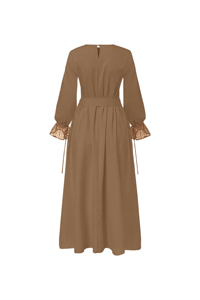 Middle Eastern Ladies Solid Color Lace Patchwork Pleated Abaya Fashion <strong>Dress</strong> Bulk Elegant Pakistani <strong>Egyptian</strong> Women <strong>Muslim</strong> <strong>Dress</strong> - Product Image 3