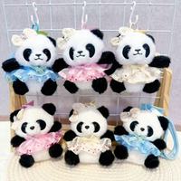 Porte-clés personnalisé en peluche Panda, pendentif de sac en peluche douce, poupée habillée Kawaii, cadeau souvenir