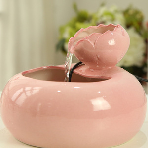 Fuente de agua para gatos de cerámica con diseño de loto rosa, fuente automática de circulación para mascotas de escritorio para gatos - Product Image 4