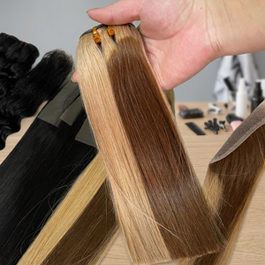 Venta al por mayor: Nuevas extensiones de cabello humano Remy virgen de alta calidad de 8-26 pulgadas, color natural, liso sedoso, con doble trama a máquina. - Product Image 3