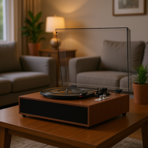 Tourne-disque vinyle D0100HAD9Z7 à 3 vitesses, entraînement par courroie, en bois, avec haut-parleurs intégrés, sortie Bluetooth RCA pour disques de 7/10/12 pouces - Product Image 2