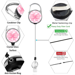 In stock: heavy-duty <b>bow</b>-knot checkered ID badge <b>holder</b>, heavy-duty retractable keychain, webbing, cruise ship lanyard. - Product Image 3