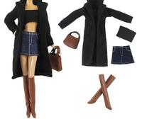 Nouveauté Robe de poupée faite à la main 30 cm 1/6ème échelle Manteau en laine Robe Sac Jupe Bottes pour poupée de 11-12 pouces
