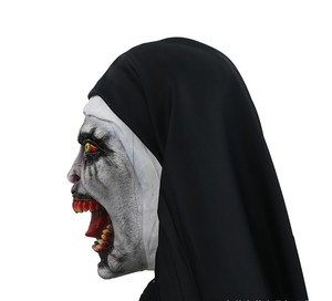 Masque d'horreur DAMAI en latex de nonne pour Halloween, masque intégral pour fête, costume de cosplay, accessoire effrayant pour Halloween - Product Image 3