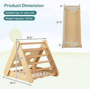 ของเล่นปีนป่ายเด็กเล็กแบบนุ่มนวล 4-in-1 รุ่นโมเดิร์น ขายส่ง ของเล่นไม้มอนเตสซอรี่รูปสามเหลี่ยม 3 ด้าน พร้อมสไลเดอร์ สำหรับเล่นในร่ม - Product Image 2
