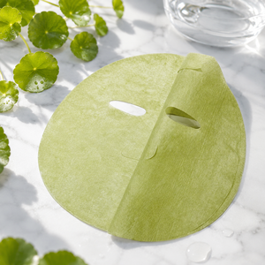 Mascarilla Facial de Fibra Activa de Centella Asiática Y386, Biodegradable, de Lyocell, Calmante, Botánica, Verde, Sustrato de Mascarilla Seca - Product Image 3