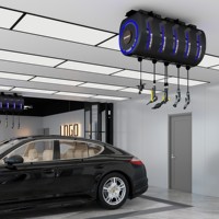 Enrouleur de mousse 4-en-1 pré-assemblé eau-air-électrique avec tuyau rétractable automatique pour le lavage et le detailing automobile