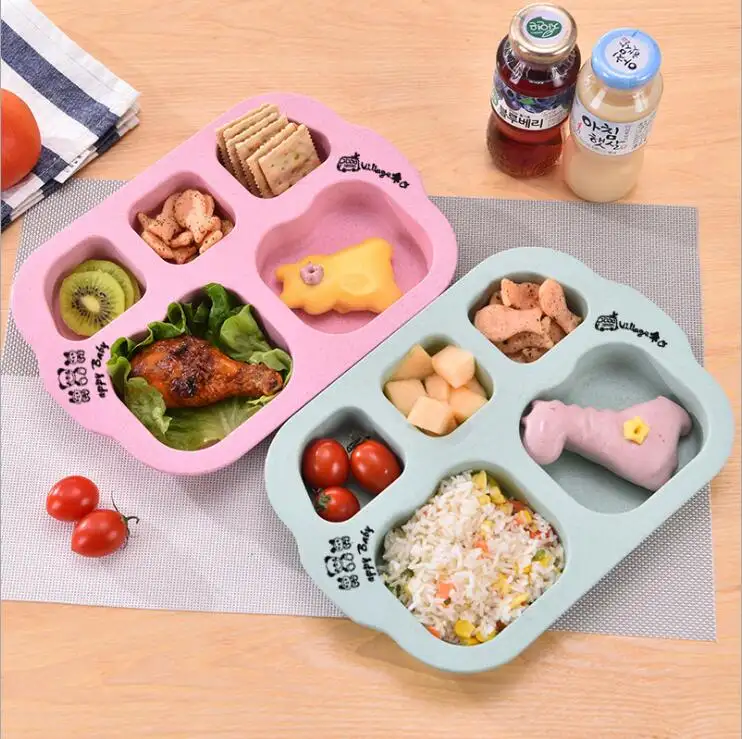 New Hot Sale Degradable Wheat Straw Plastic Dishes Kids Serving Plates
