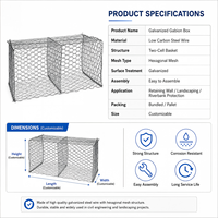 Caisse gabion soudée galvanisée 2x1x1m, maille carrée en fil de fer galvanisé, cage à pierres, barrière anti-inondation pour rivage