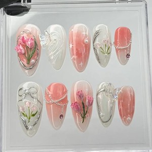 <span class=keywords><strong>Faux</strong></span> ongles de fleur papillon faits à la main <span class=keywords><strong>pour</strong></span> filles en stock ongles fabriqués à la main 3D ongles d'art ongles artificiels portables - Product Image 6