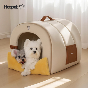 ที่นอนสัตว์เลี้ยง Hoopet รูปวงรี ผ้าฟลีซอุ่นๆ บ้านสุนัขและแมวขนาดเล็ก ซักได้ สำหรับฤดูใบไม้ร่วงและฤดูหนาว ถุงนอนสัตว์เลี้ยง - Product Image 1