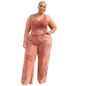 Vêtements pour femmes en gros : Ensemble sans manches avec haut court et pantalon large à taille élastique, Tailles Plus - Product Image 5